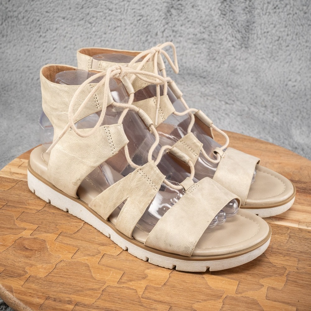 Sofft Beige Lace-Up Gladiator Sandals